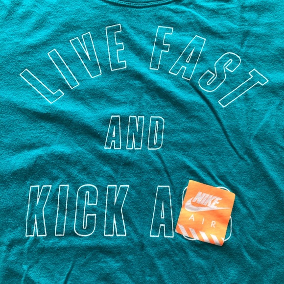 The Nike Tee Live Fast and Kick Ass Tee in Teal Size S - Picture 4 of 9